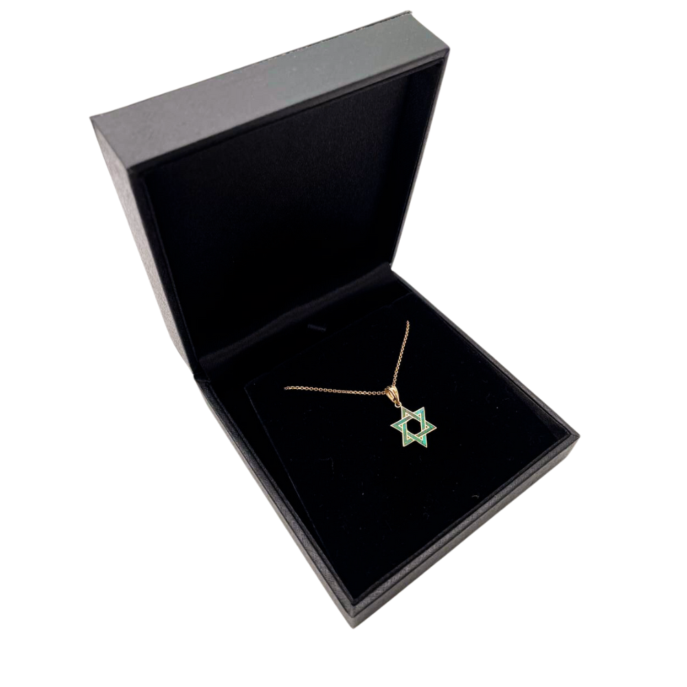 Eilat Stone Star of David Pendant in 14K Gold - 14 mm Size