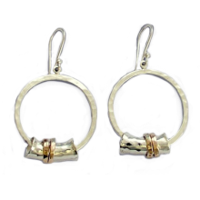 Hammered Silver and Gold Spinner Earring Set