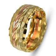 14k Yellow and Rose Gold Florentine Wedding Ring