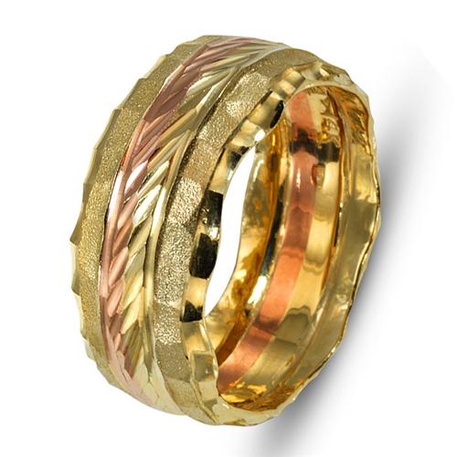 14k Yellow and Rose Gold Florentine Wedding Ring