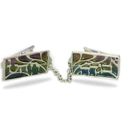 Enamel Rainbow Alef Bet Silver Tallis Clips