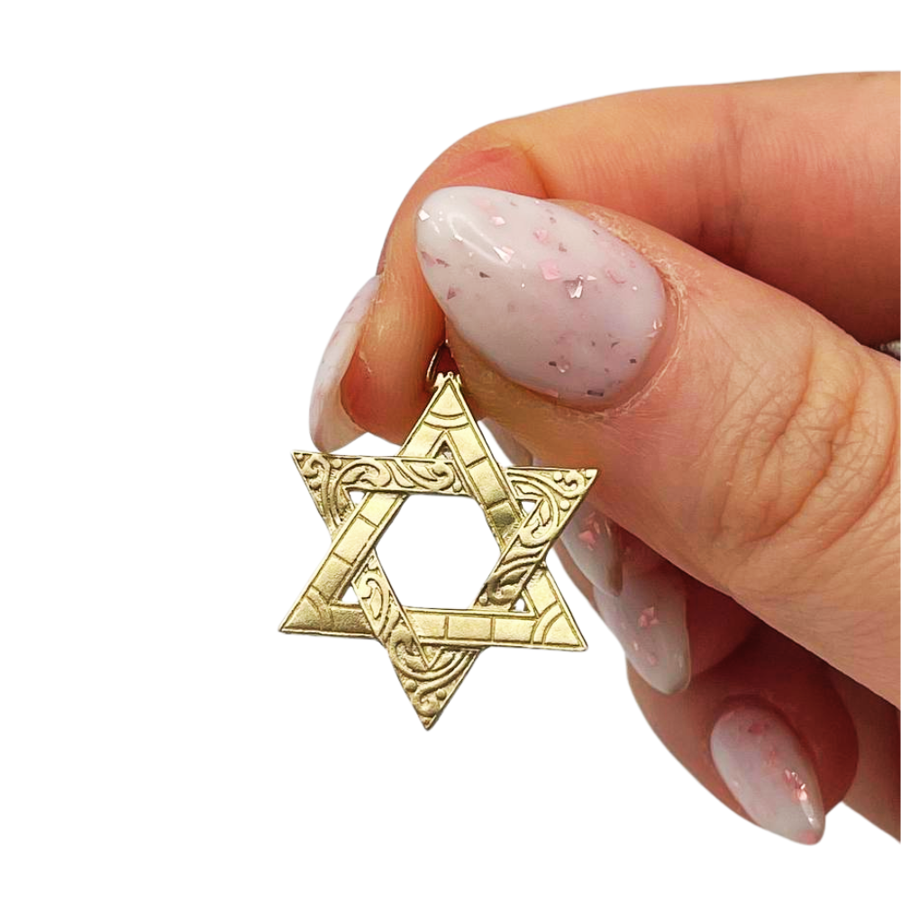Vintage Style Star of David Pendant in 14K Gold