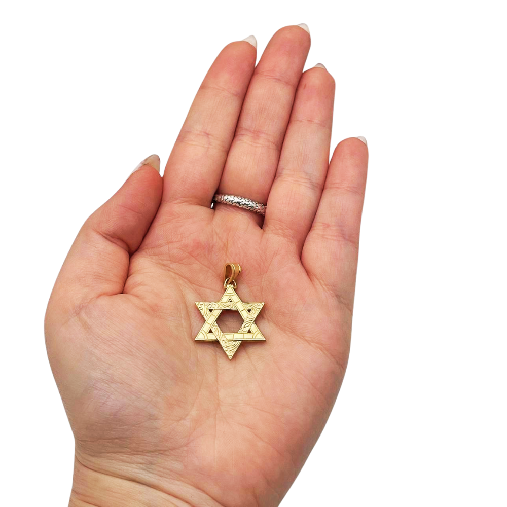 Vintage Style Star of David Pendant in 14K Gold
