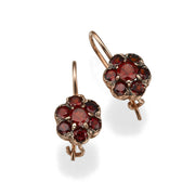 Flower Shaped Red Garnet 14k Rose Gold Earrings