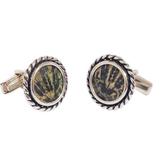 Sterling Silver Braided King Agrippa Coin Cufflinks