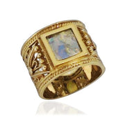 Roman Glass Ring - 14k Gold Square