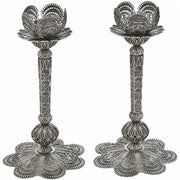 Sterling Silver Large Filigree Flower Candle Holders