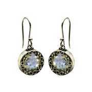 Sterling Silver Sparkling Roman Glass Round Earrings