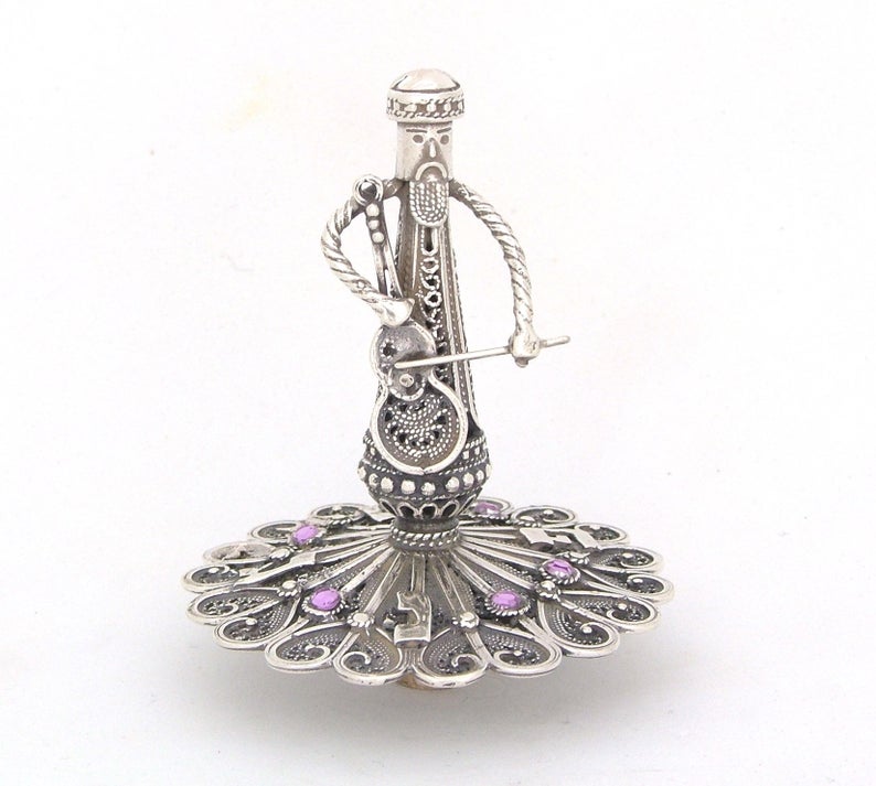 Sterling Silver Klezmer Dreidel with Filigree Work