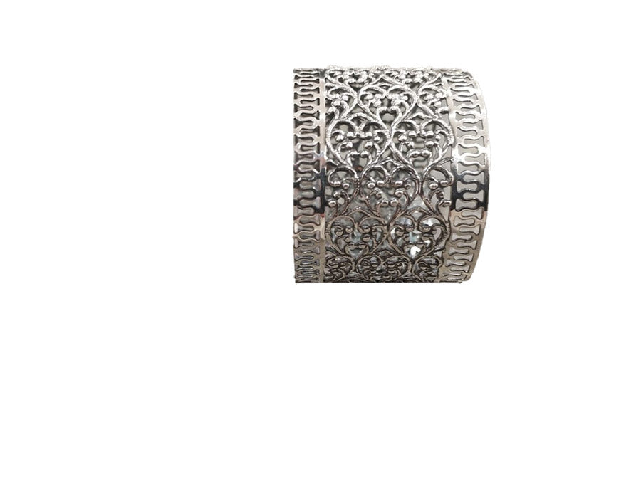 Personalized Silver Napkin Rings with Filigree