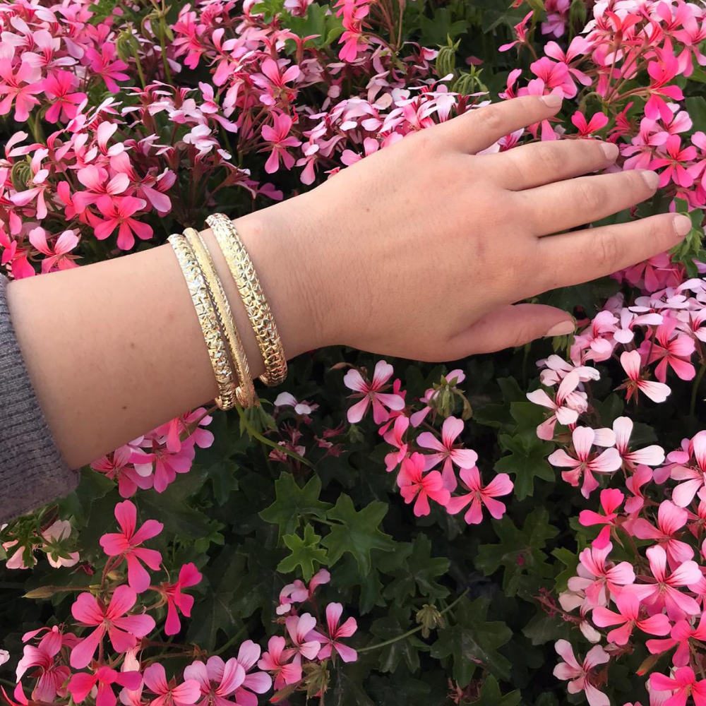 Designer Moroccan Stacking Bangle in 14k Gold