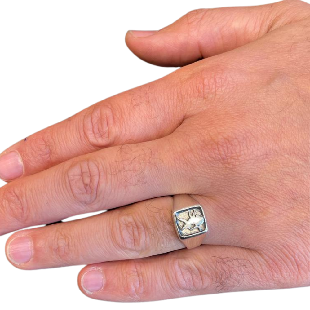 Lion of Judah Oxidized Sterling Silver Ring