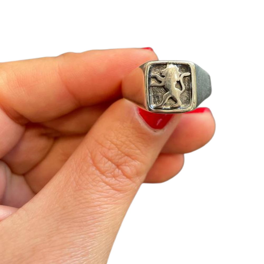 Lion of Judah Oxidized Sterling Silver Ring