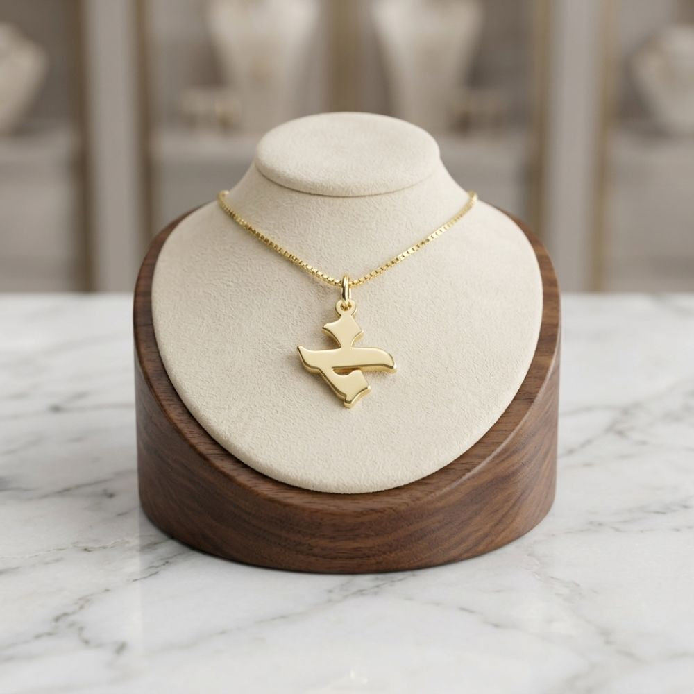 14K Gold Hebrew Letter Initial Necklace with Box Chain