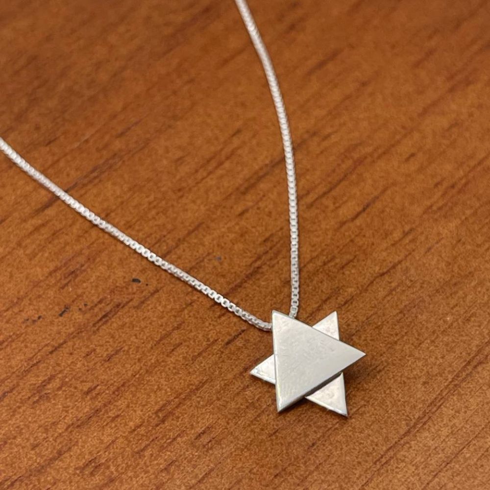 Star of David Necklace in Sterling Silver Movable Triangle