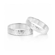 Hammered Sterling Silver Promise Ring Set for Couples