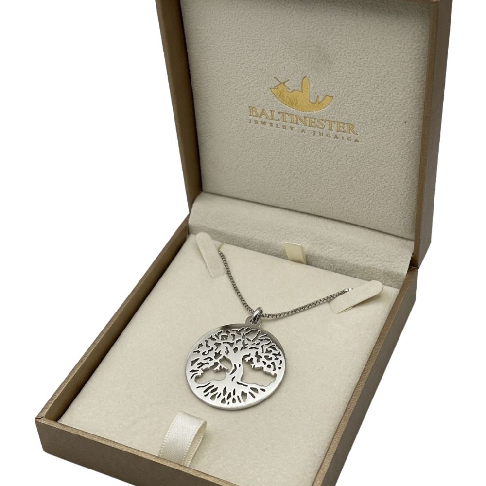 Tree of Life Necklace in Sterling Silver with Box Chain
