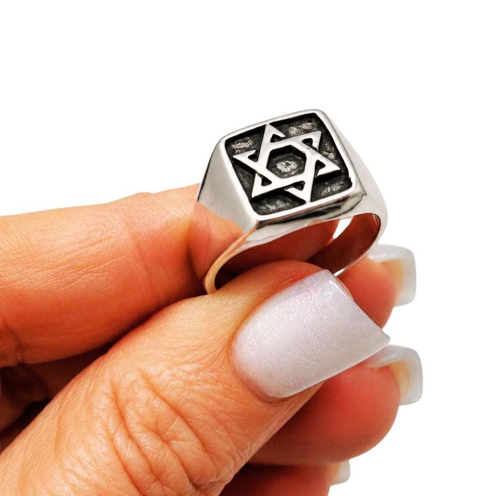 Sterling Silver Star of David Oxidized Ring