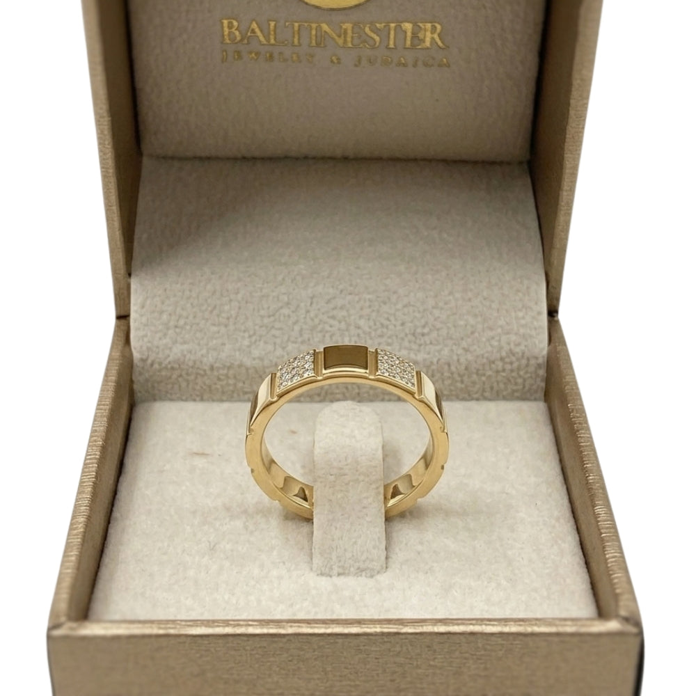 14K Gold Geometric Cube Diamond Wedding Band