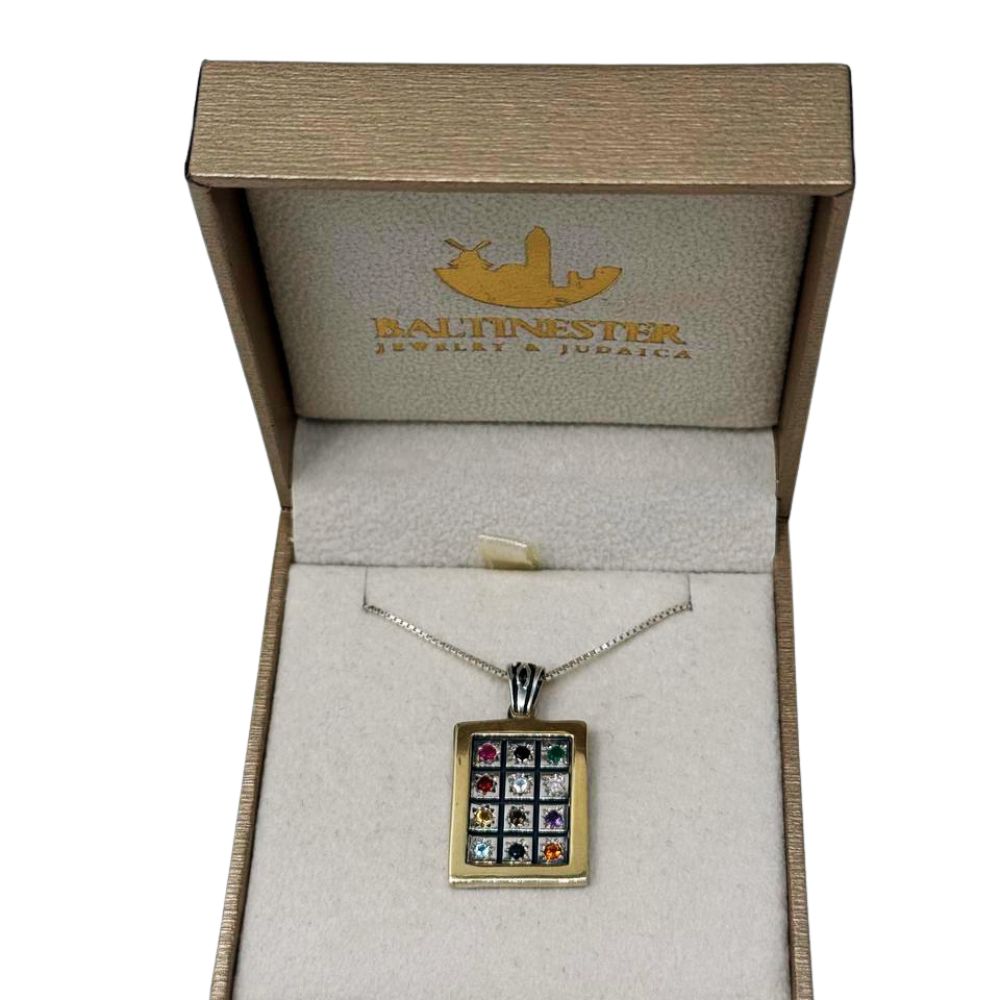 Hoshen Pendant Necklace in Sterling Silver & 9K Gold