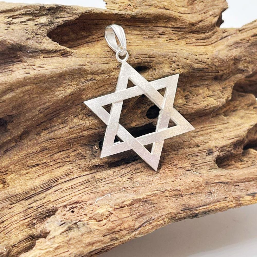 Sterling Silver 3D Star of David Pendant Magen David Charm