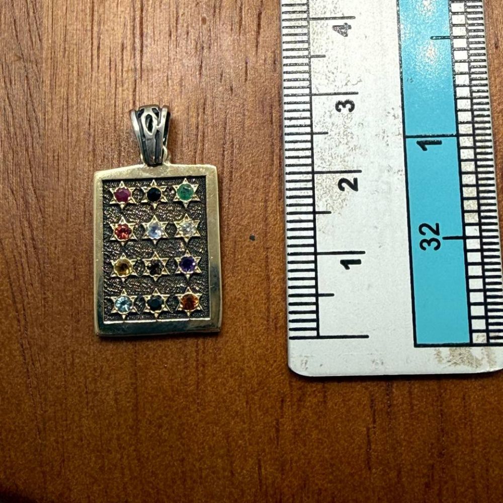 Sterling Silver & 9K Gold Hoshen Pendant Necklace