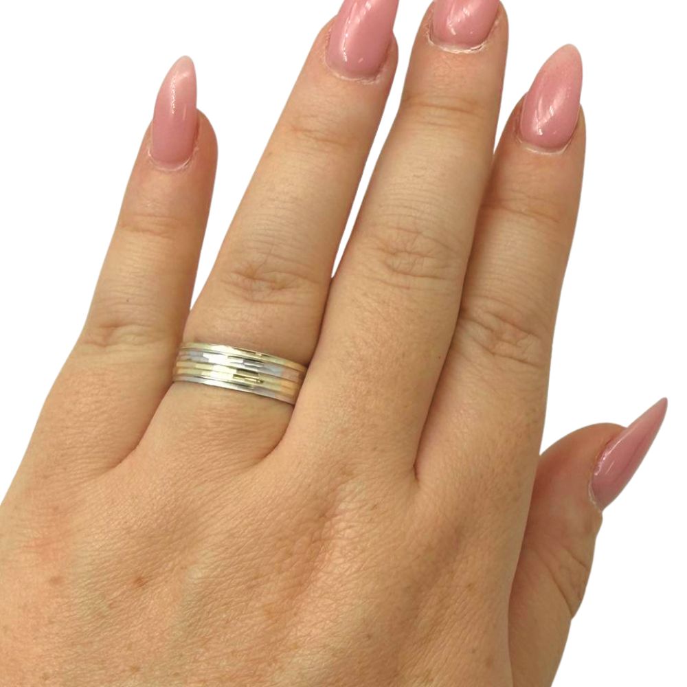 Two Tone 14K Gold Wedding Ring 8mm Unisex Gold Band