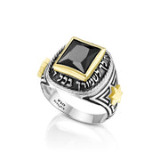 Silver and Gold Men's Onyx Protection Ring
