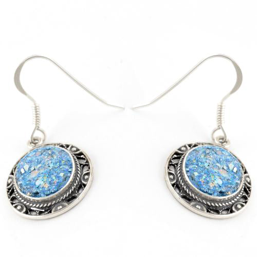 Roman Glass Embossed Earrings