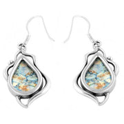 Leaf Tear Drop Roman Glass Earrings