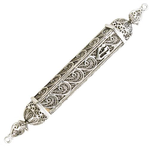 Sterling Silver Filigree Style Mezuzah Case