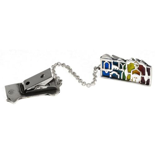 Silver Jerusalem Enamel Tallit Clip