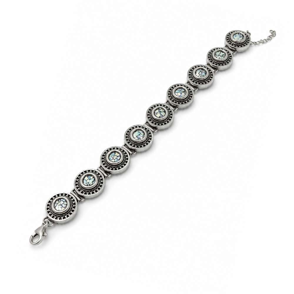 Sterling Silver Roman Glass Bracelet