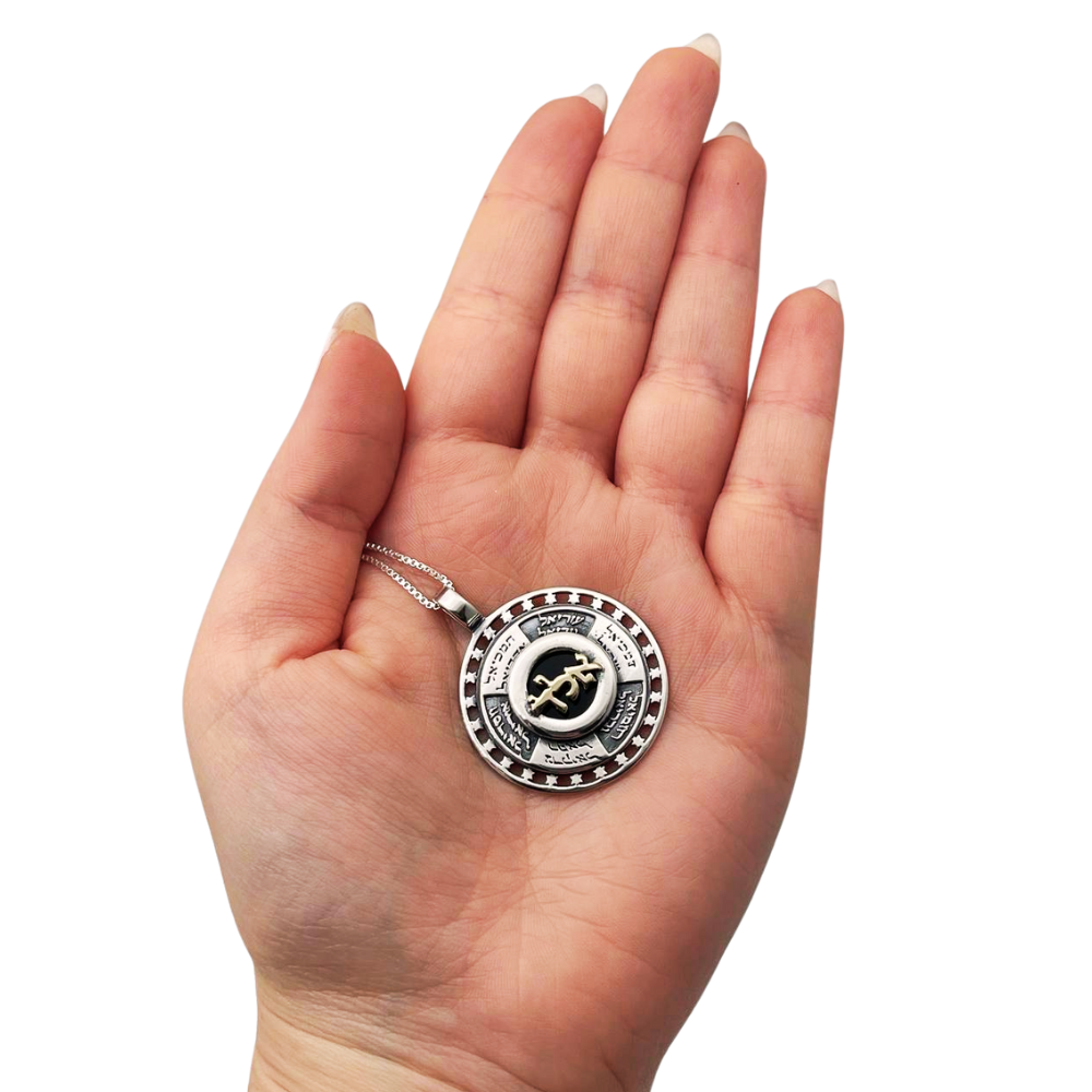 Kabbalistic Guardian Angel Necklace with Aleph-Lamed-Dalet in Gold and Silver