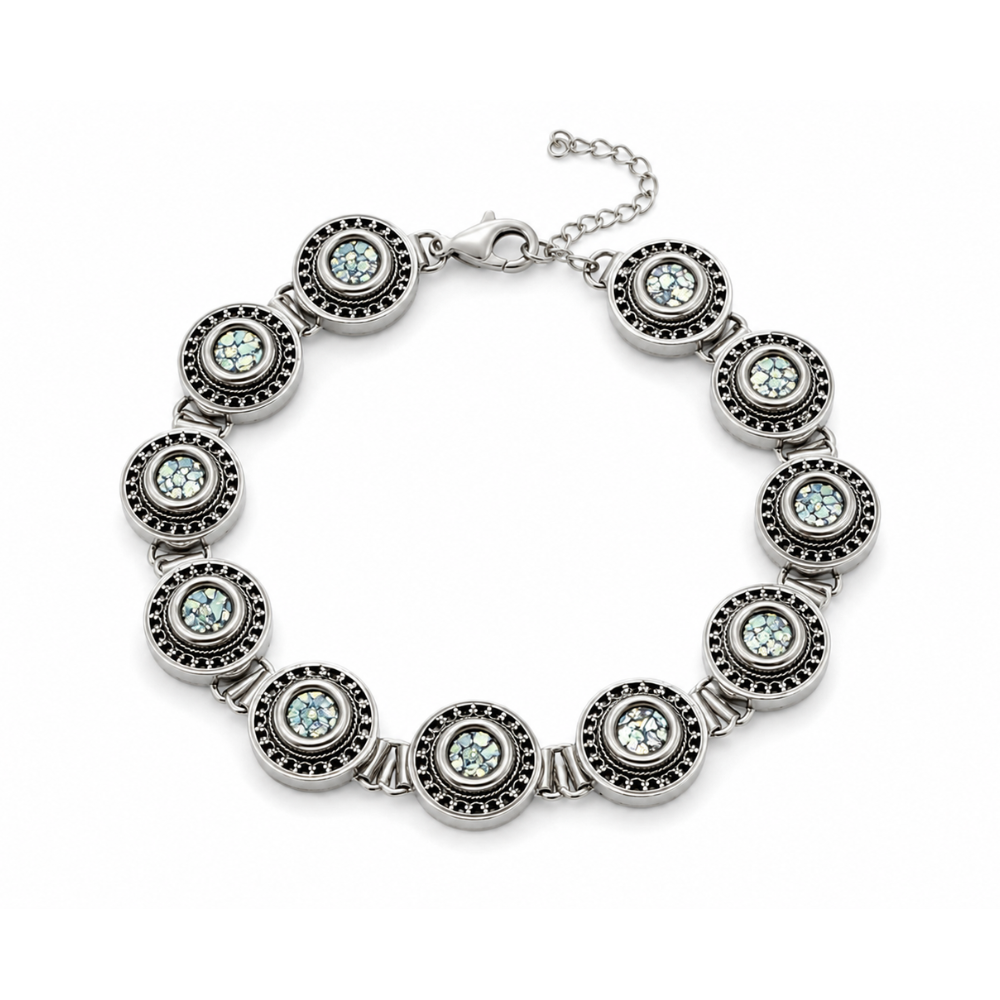 Sterling Silver Roman Glass Bracelet