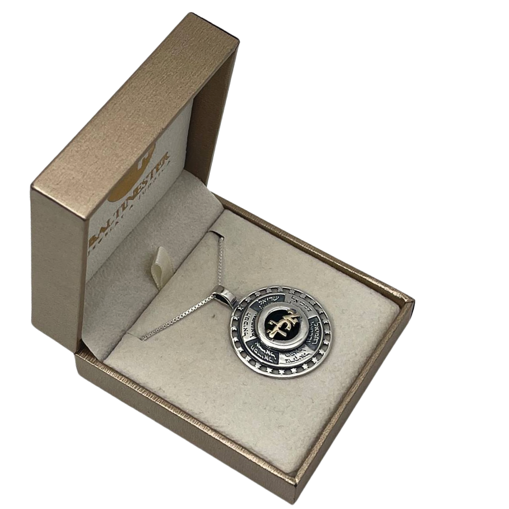 Kabbalistic Guardian Angel Necklace with Aleph-Lamed-Dalet in Gold and Silver