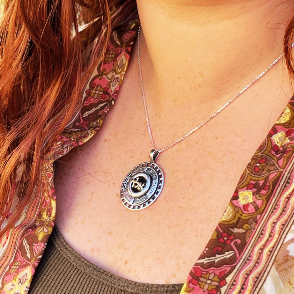 Kabbalistic Guardian Angel Necklace with Aleph-Lamed-Dalet in Gold and Silver