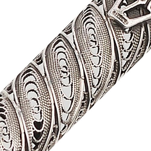 Filigree Silver Round Mezuzah Case