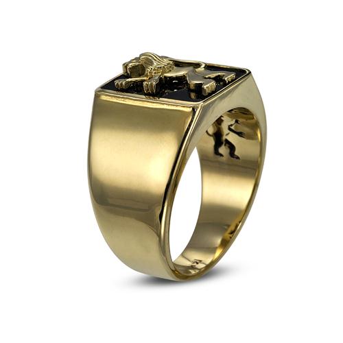 Lion of Judah Signet Ring in 14k Gold with Onyx