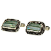 Sterling Silver Roman Glass Square Cufflinks