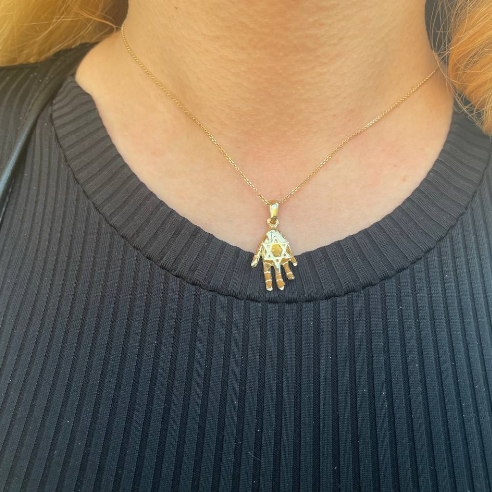 3D Hand Star of David Pendant in 14k Gold