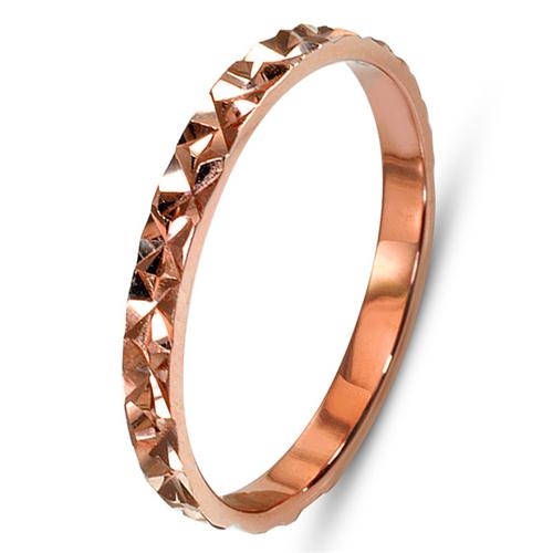 14k Rose Gold Faceted Narrow Wedding Band