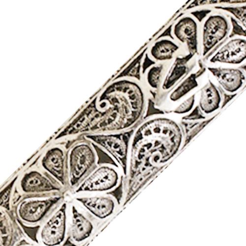 Silver Floral Filigree Round Mezuzah
