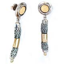 Sterling Silver and Gold Yemenite Earrings