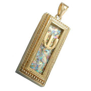 14k Gold Yemenite Roman Glass Mezuzah Pendant