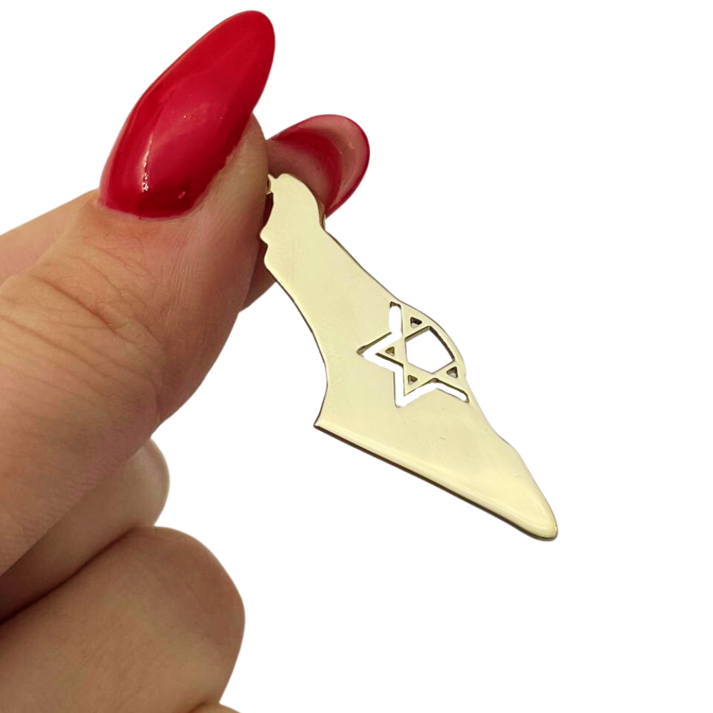Map of Israel with Star of David 14K Gold Pendant