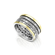 Silver and Gold Kabbalah Triple Spinner Ring