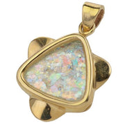 14K Gold Roman Glass Rounded Star of David Pendant