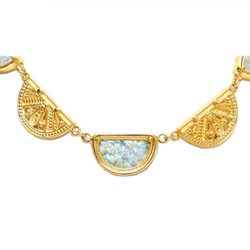 14k Gold Roman Glass Necklace