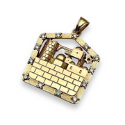 Jerusalem Skyline Western Wall Pendant in 18K Gold with Diamonds